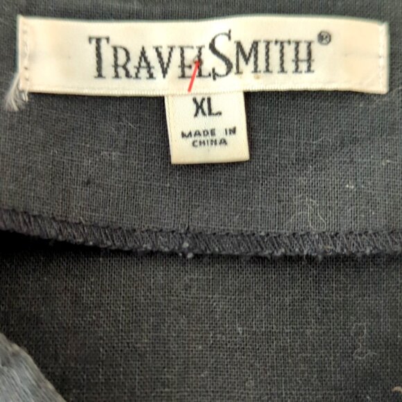 Travel Smith Women’s XL Embroidered Blue 3/4 Sleeve V Neck Linen Top Tunic-b22lp - Picture 7 of 13